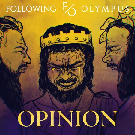 A man - King Midas - is getting screamed at by Dionysus and Silenus. He cries in with golden tears.
